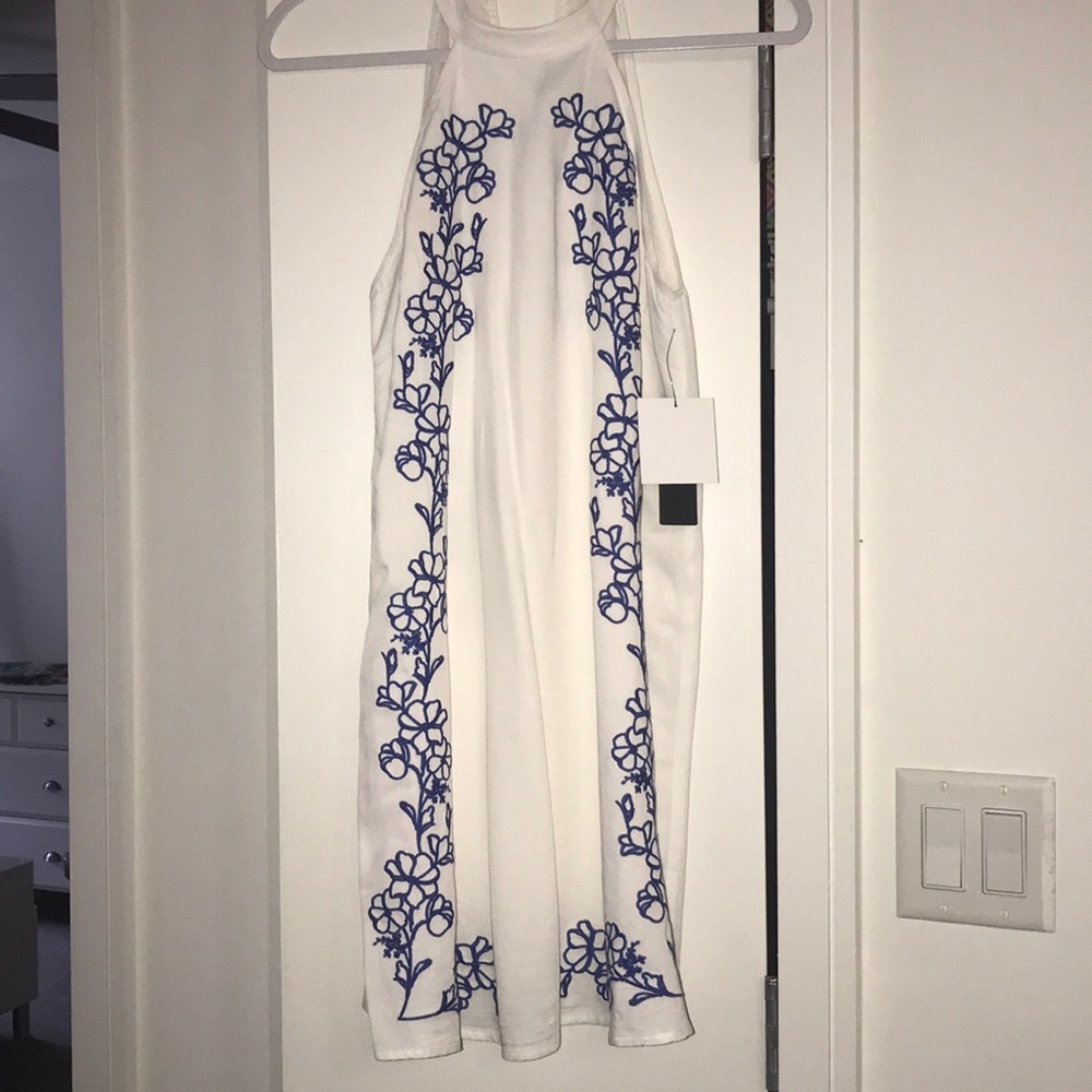 White and blue summer dress, never worn
